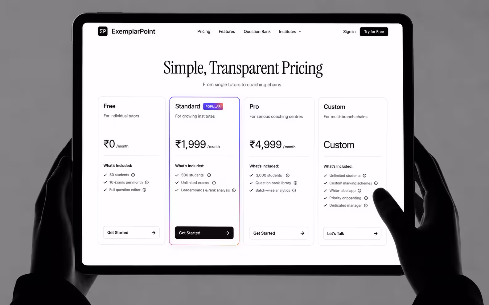 Exemplarpoint — tablet view